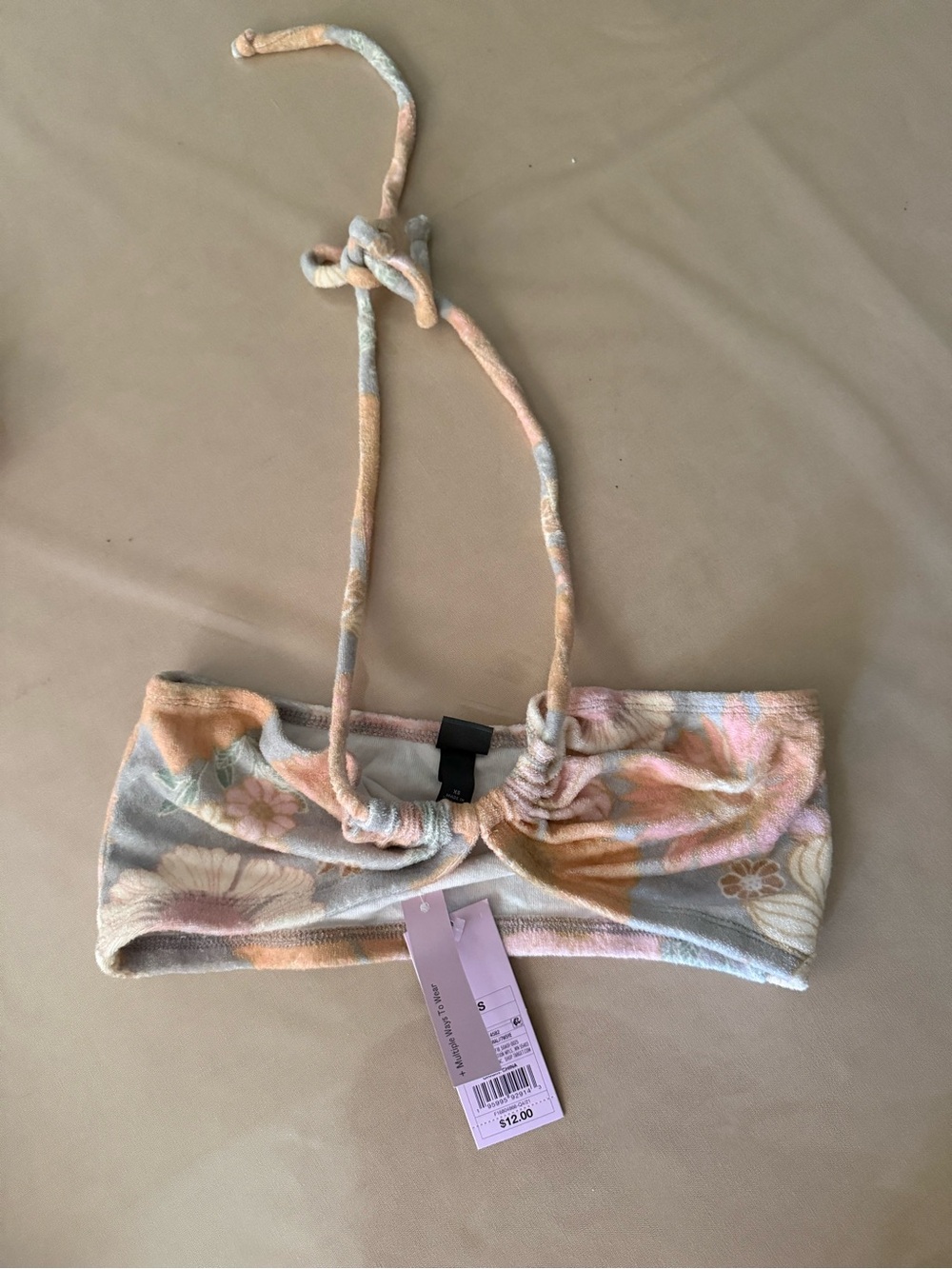 Target Pastel Floral Bandeau Tie Neck - Peach, Pink, Gray